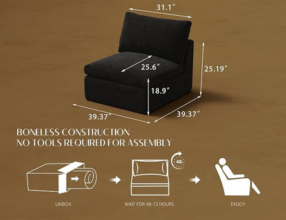 ohllob Middle Back for Cloud Sectional Couches Living Room, Modular, Boneless