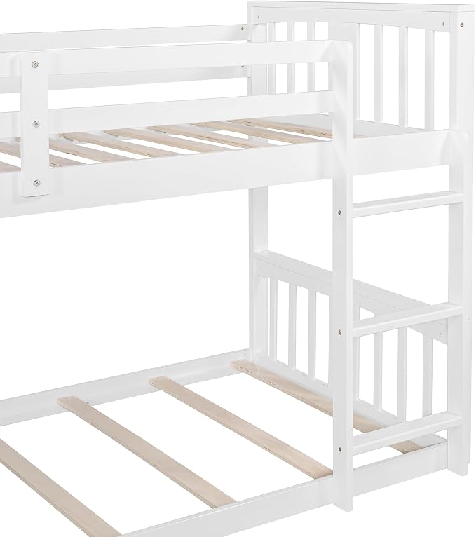 Merax Twin Over Twin Bunk Bed with Ladder, White