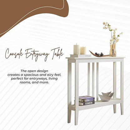 Kings Brand Furniture Narrow Console Table with Storage – Rectangular Entryway & Behind Sofa Table, Wood Accent Hallway Table for Foyer or Living Room, White