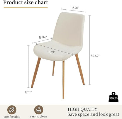HIPIHOM Dining Chairs Set of 4, Mid-Century Modern Fabric Kitchen Chairs | Curved Backrest for Comfort, High-Density Sponge Padded Seat, Heat and Stain Resistant Surface, Sturdy Wood-Grain Metal Legs