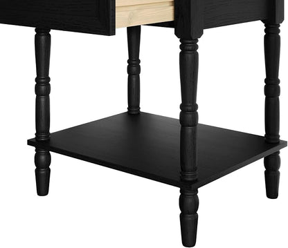 HOME DESIGN Homer Twin Tufted Wingback Upholstered Panel Bed with 2 Matching 1 Drawer Nightstands, Bedroom Furniture Set with Open Shelf Storage, Brown Black