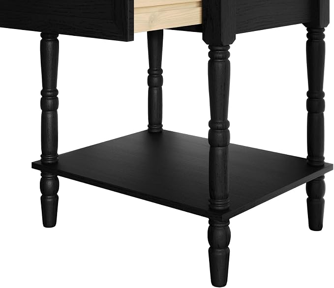 HOME DESIGN Homer King Tufted Wingback Upholstered Panel Bed with 2 Matching 1 Drawer Nightstands, Bedroom Furniture Set with Open Shelf Storage, Brown Black