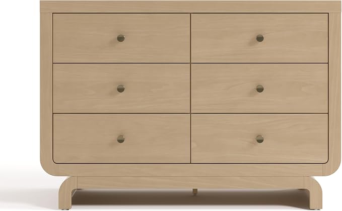 Storkcraft Santorini 6 Drawer Double Dresser (Driftwood) - GREENGUARD Gold Certified, Interlocking Drawer System, Dresser Drawer Organizer for Kids Bedroom