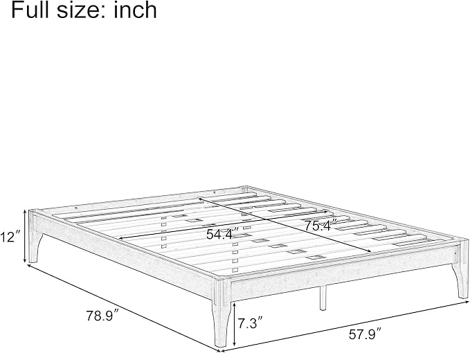 Merax Full Size Bamboo Platform Bed, Mid-Century Modern Bed Frame with Wood Slat Support, No Box Spring Needed, Easy Tool-Free Assembly, Natural