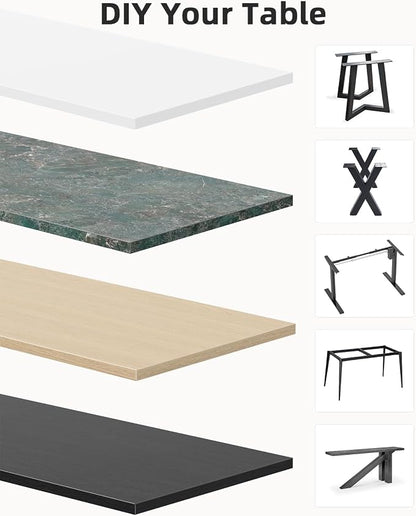 Universal 60 x 24 One-Piece Solid Wood Table Top, 1" Thick Desktop for Stand Up Height Adjustable Desk Frames, Home Office Tabletop, Countertop DIY, White