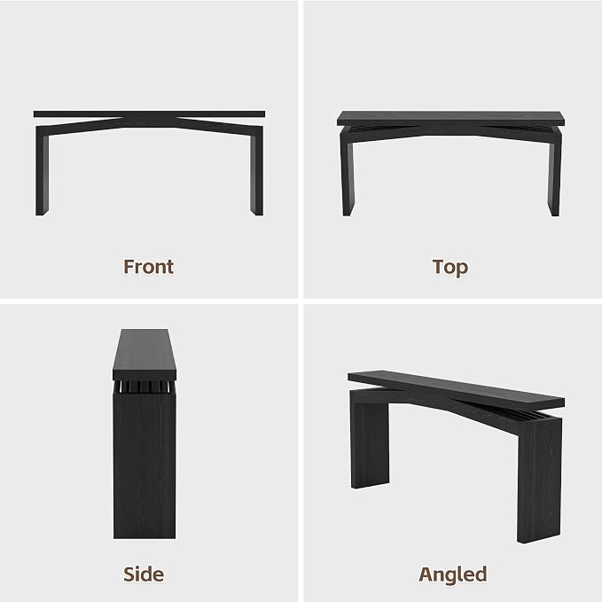 Epecoya 63-Inch Black Console Tables for Entryway, Wooden Sofa Console Table Behind Couch Mid Century, Entryway Console Tables for Living Room, Entry Way, Hallway, Black