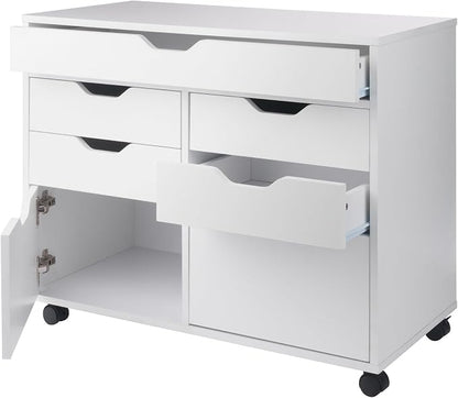Winsome Halifax Mobile Storage Cabinet with Doors & Drawers, Stylish & Functional Home Storage Cabinet for Filing, Kitchen Organization, Moveable Furniture for Office, Dorms, Apartments