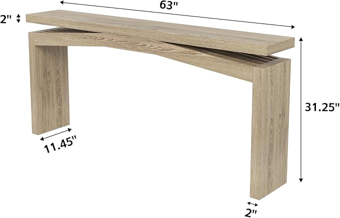 Epecoya Rustic Wood Console Table Entryway 63-Inch, Farmhouse Entrance Tables Narrow Long Wooden, Modern Console Tables for Entryway, Living Room, Light Tan Wood
