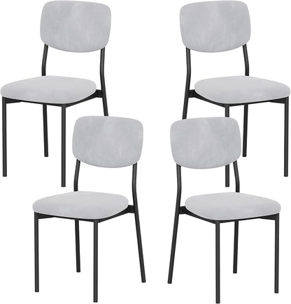 Einhomn Upholstered Dining Chairs Set, Modern Stackable Dining Room Chairs with Soft Velvet Backrest, Kitchen Chairs with Sturdy Metal Legs for Living Room, Restaurant, Set of 4,Light Grey
