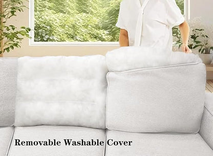 Legend Vansen Oversized Modular Sectional Sofa,U/L‑Shaped Reversible Couch with Ottoman,Deep Seat Plush Polyester Sectional for Living Room,5-Seater,Cream