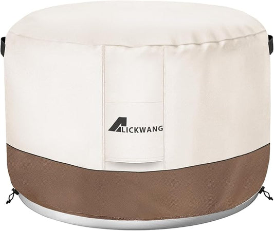 Fire Pit Cover for Solo Stove Bonfire,600D Tear-Resistant Heavy Duty Durable 100% Waterproof 20-22 Inch Smokeless Fire Pit Cover, Patio Weatherproof Gas Fire Pit, Beige 22"x16"