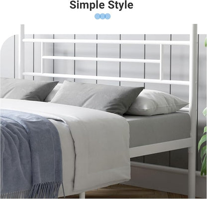 Avenco Metal Platform Bed Frame Twin Size with Classical Headboard and Footboard, 14 Inch, Under Bed Storage, Strong Metal Slats Support, Mattress Foundation, No Box Spring Needed