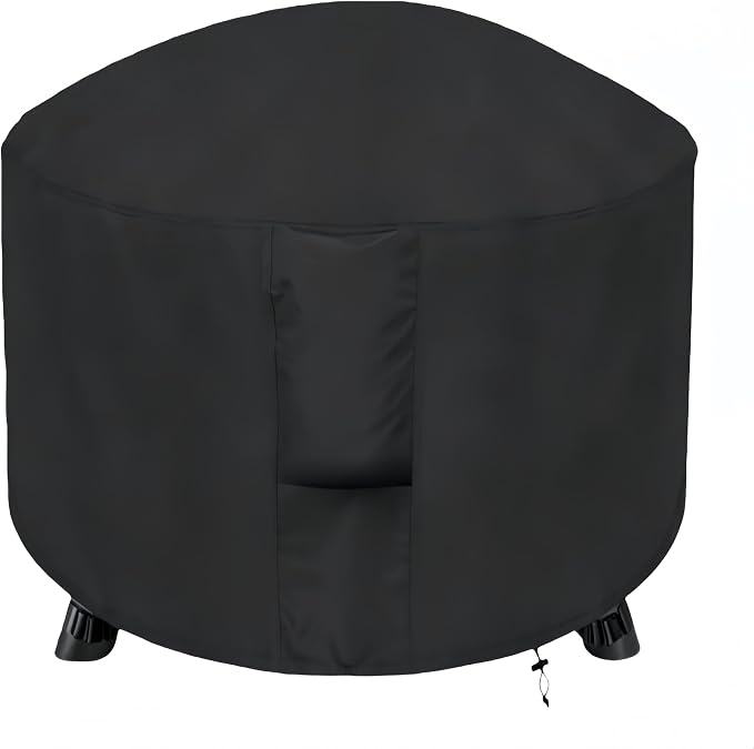 POMER Patio Fireplace Cover, Round Fire Pit Cover for 28 Inch Outdoor Fireplace Waterproof Heatwave Fire Bowl Cover Round -28"D x 43"H