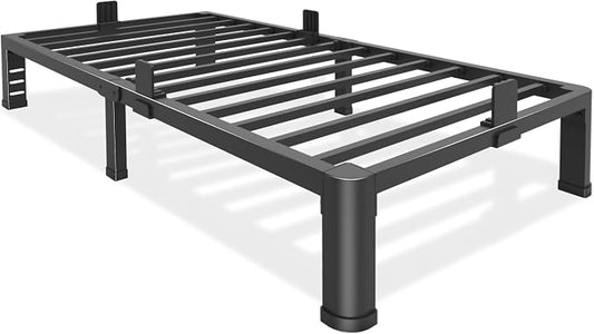 Bilily 10 Inch Low Twin Bed Frame with Round Corner Legs,3500 LBS Heavy Duty Low Profile Twin Size Metal Platform, Steel Slats Support No Box Spring Needed Easy Assembly Noise-free for Kids Room,Black