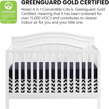 Oxford Baby Nolan 4-in-1 Convertible Baby Crib, Snow White, GreenGuard Gold Certified