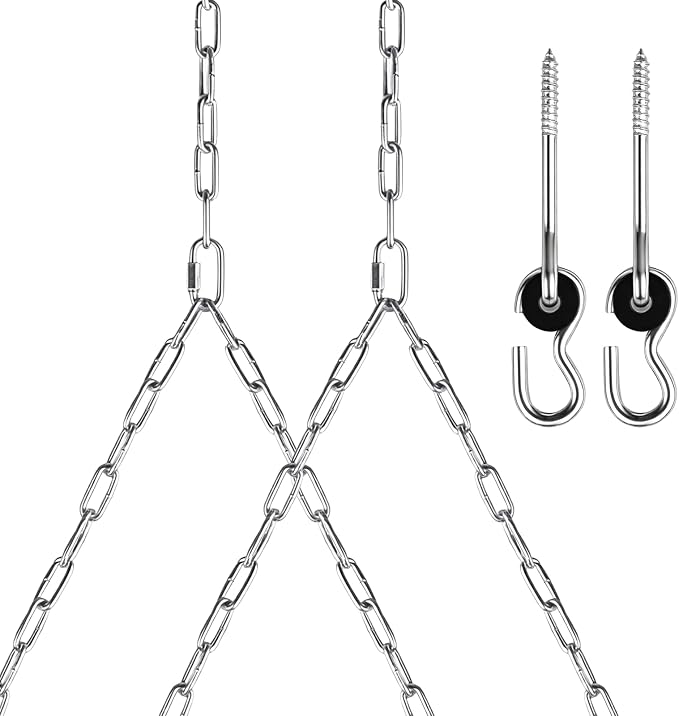 7.75FT Heavy Duty Porch Swing Chain Kit, 304 Stainless Steel, 800lbs Weight Capacity, Zinc-Plated Hanging Set for Patio Swings, Benches, Playgrounds, Porches, 2 Pack