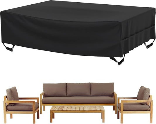 Velway Patio Furniture Cover Outdoor Waterproof Rectangular Patio Table Chair Sofa Set Cover, 108" Lx82 Wx28 H, All Weather Oxford Tear-Resistant Material with Zipper Carrying Bag Windproof Buckles