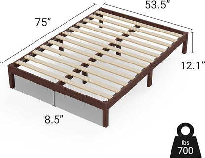 LIFEMENT Full Bed Frame Classic Wood Platform, Noise Free, Under Bed Storage, No Box Spring Needed, Easy Assembly, Walnut