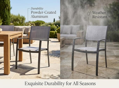Amazonia Franklin 13-Piece Teak Finish Wood and Aluminum Rectangular Extendable Patio Dining Set | Ideal for Outdoors and Indoors