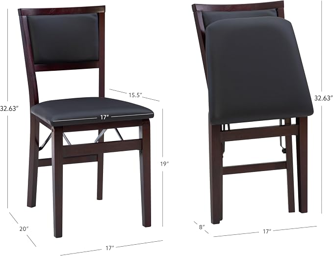 Linon Keira Pad Folding Chair, Set of 2, Engineered Wood