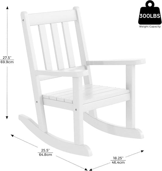 Costaelm Paradise Kids Outdoor Preschool HDPE Plastic Rocking Chair (Set of 2), White
