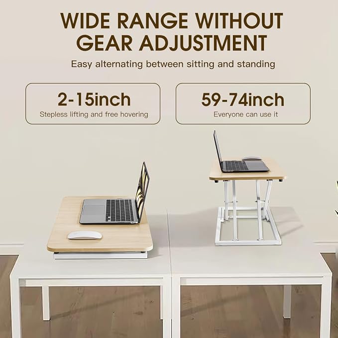 Omhuzsyo 24 in Height Adjustable Standing Desk Converter Stand Up Riser | Suitable for Use in Laptop and Single Monitor,Ergonomic Sit Stand Workstations for Home Office,Keyboard Stand for Desktop