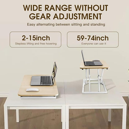 Omhuzsyo 24 in Height Adjustable Standing Desk Converter Stand Up Riser | Suitable for Use in Laptop and Single Monitor,Ergonomic Sit Stand Workstations for Home Office,Keyboard Stand for Desktop