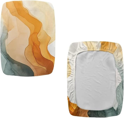 Bar Stool Seat Covers - Pastel Amber Colors, Rectangle 2 Pack Stretchy Vanity Chair Slipcover, Washable Soft Stool Cover