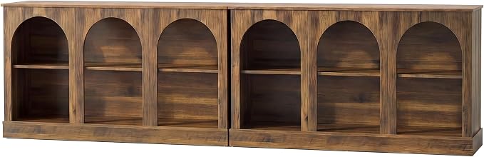 Tribesigns Farmhouse Console Table Set of 2, Extra Long Entryway Table with 3 Tier Storage, Wooden Rectangular Sofa Table Behind The Couch for Entrance, Hallway, Living Room, Brown