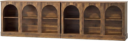 Tribesigns Farmhouse Console Table Set of 2, Extra Long Entryway Table with 3 Tier Storage, Wooden Rectangular Sofa Table Behind The Couch for Entrance, Hallway, Living Room, Brown