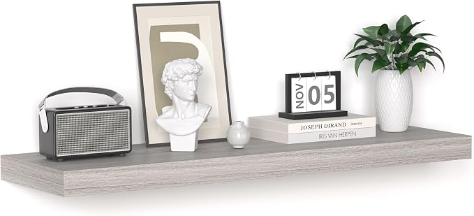 Floating Shelves - 10.3 Inch Deep Wall Shelf for Decor & Storage - Wall Mounted Display Shelving with Invisible Heavy-Duty Metal Bracket - 36" W x 10.3" D x 1.8" H - Set of 1 - Rustic Grey