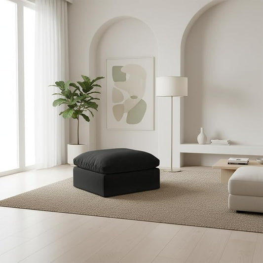 Oversize Cloud Modular Sectional Sofa,Chaise Down Filled Comfort Sofa Detachable Couch Cushion Covers for Living Room Apartment,Black