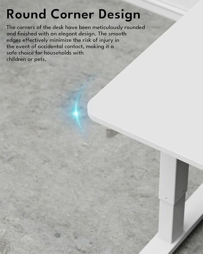 Standing Desk, Height Adjustable Electric Stand up Desk, 40 x 24 Inches Sit Stand Home Office Desk with Splice Board, White Frame/White Top