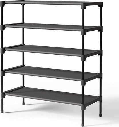 Multi Tier Shoe Rack for Closet Metal Wide Shoe Storage Organizer Oxford Fabric Cover Shoe Shelf for Entryway, Bedroom, Floor, Closet, Porch, Dorm, Living Room