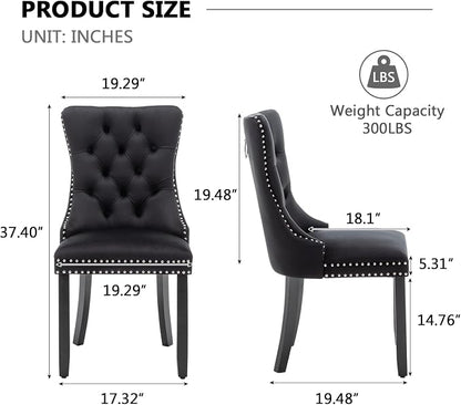Hixkol Velvet Dining Chairs Set of 6,Upholstered Dining Chairs with Ring Pull Trim and Button Back,Modern Seating for Kitchen, Bedroom & Living Room(Black)