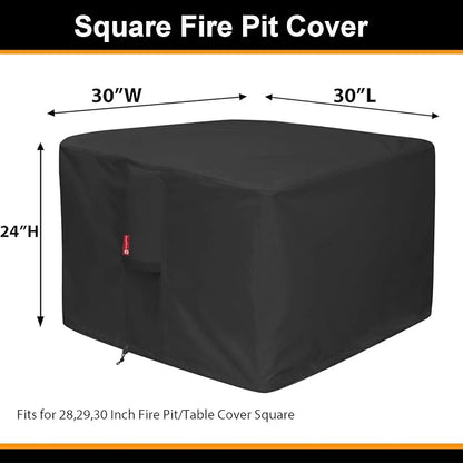 SheeChung Fire Pit Cover Square 30"L x 30"W x 24"H,Heavy Duty 600D Waterproof Outdoor Firepit Cover,Fits for 26/28/30 Inch Propane Fire Pit Table,Gas Fire Pit Table Covers with Drawstring,Air Vents