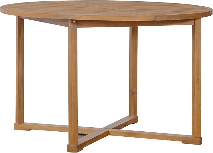 Quarte 5-Piece Outdoor Dining Set with 4 Acacia Wood Chairs,47.2" Round Dining Table with Slatted Design, Ideal for Patios, Gardens, Poolsides, and Lawn Areas & Indoor (Natural-2r)