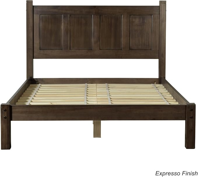 Grain Wood Furniture Shaker Solid Wood Panel Platform Bed, Queen Size, Expresso