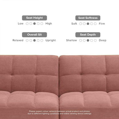 mopio Aaron 76.8" Couch, Small Futon Sofa Bed, Sleeper, Loveseat, Mid Century Modern Futon Couch, Sofa Cama, Couches for Living Room, Bedroom (Old Rosa, Velvet)