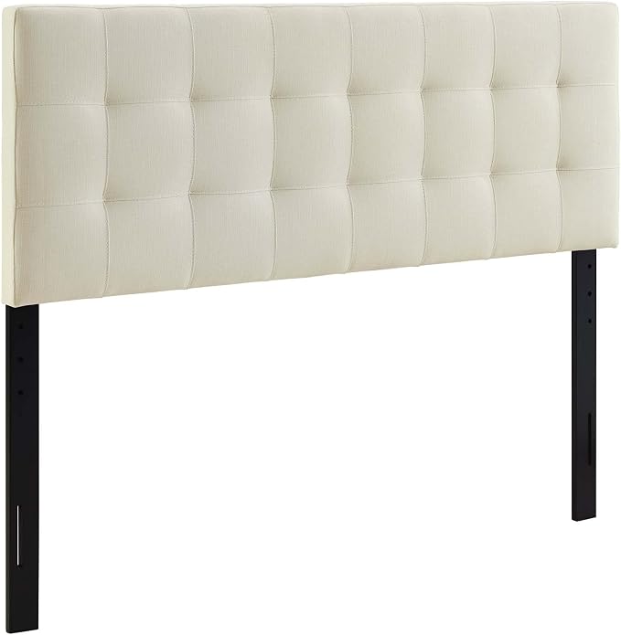 Modway Lily Tufted Linen Fabric Upholstered King Headboard in Ivory