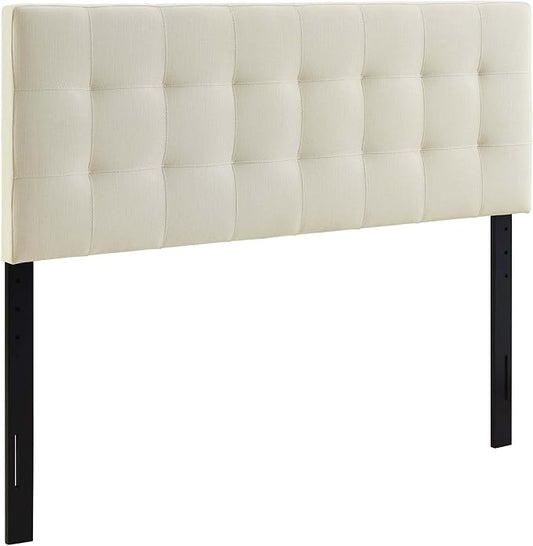 Modway Lily Tufted Linen Fabric Upholstered King Headboard in Ivory