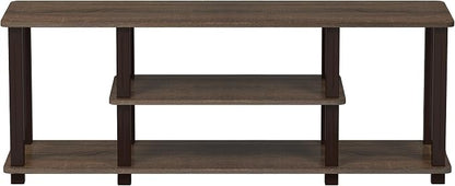 Furinno Turn-N-Tube No Tools 3D 3-Tier Entertainment TV Stand up to 50 inch TV, Square Tubes, Walnut/Brown