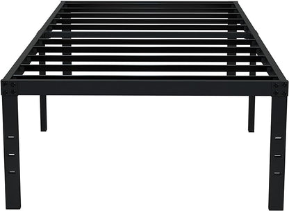 EMODA 18 Inch Twin XL Bed Frames No Box Spring Needed, Heavy Duty XL Twin Metal Platform Bed Frame with Tall Storage Space, Noise Free, Easy Assembly, Black