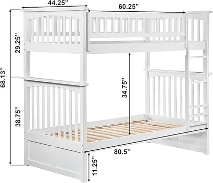 AFI, Columbia Bunk Bed Twin Over Twin, White