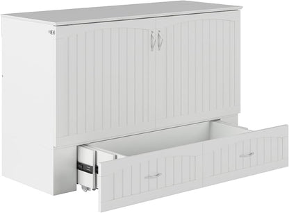 AFI, Southampton Murphy Bed Chest Queen with 6" Mattress, Storage Drawer & Built-in USB Charger, White