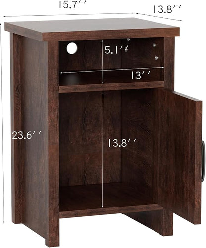 YESHOMY Farmhouse Modern Nightstand with Shelf and Barn Door, Set of 1 for Bedroom, Espresso