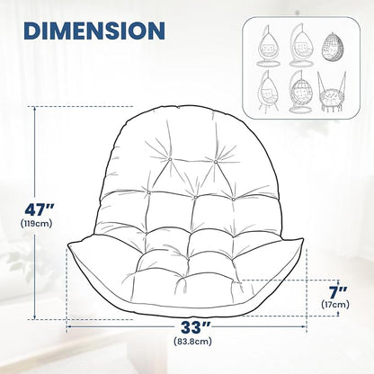 Egg Chair Cushion Replacement Outdoor Hanging Chair Cushion for Patio Furiture Hammock Swing Cushion 47x35x6 Inches (Blue)