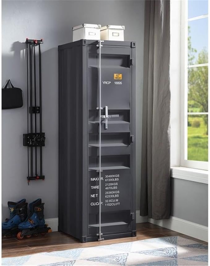 Acme Cargo Wardrobe Armoire with 1 Door in Gunmetal
