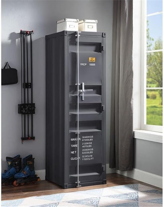 Acme Cargo Wardrobe Armoire with 1 Door in Gunmetal