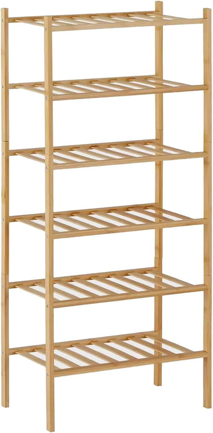 Shoe Rack Multi Tier Storage Organizer Wide Metal Shoe Shelf for Closet Entryway, Bamboo Stackable Multi-Layer Shelf Doorway Simple Folding Shoe Rack